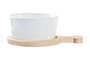 DKD Home Decor Set de 3 Aperitivos de Gres y Bambú Rojo