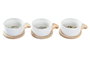 DKD Home Decor Set de 3 Aperitivos de Gres y Bambú Rojo