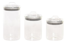 DKD Home Decor Set de 3 Botes de Borosilicato 1.5L