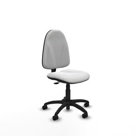Silla de oficina Algarra con mecanismo Contacto permanente básico tapizada con Tela color Blanco. Equipada con Base poliamida negra, Sin brazos y Ruedas de nailon 50 mm
