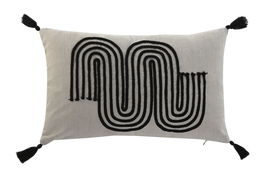 DKD Home Decor Cojin Urban Beige Negro 30 x 50 cm Algodon Poliester (2 Unidades)