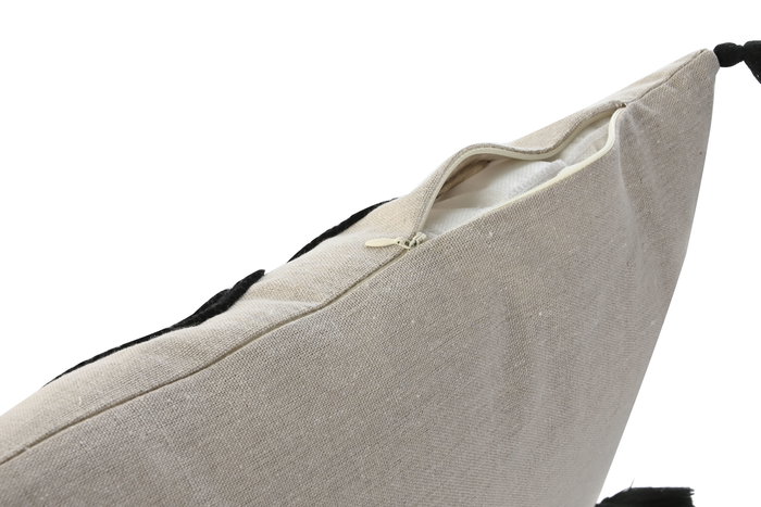 DKD Home Decor Cojin Urban Beige Negro 30 x 50 cm Algodon Poliester (2 Unidades)
