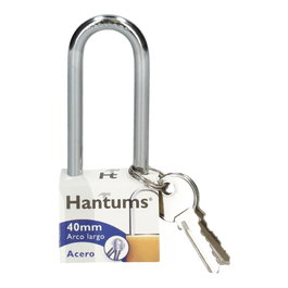 Hantums Candado de acero con arco largo 40mm (Caja de 12 unidades)