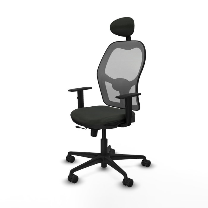 PIQUERAS Y CRESPO Silla de oficina Jorquera con mecanismo Sincro/Traslack, Tela Negro y Malla Gris