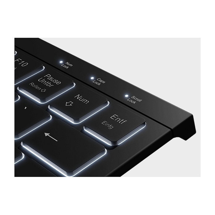 KeySonic KSK-5010ELC Teclado Mini Alámbrico USB QWERTZ (DE) con Numérico Retroiluminación LED Blanco Negro