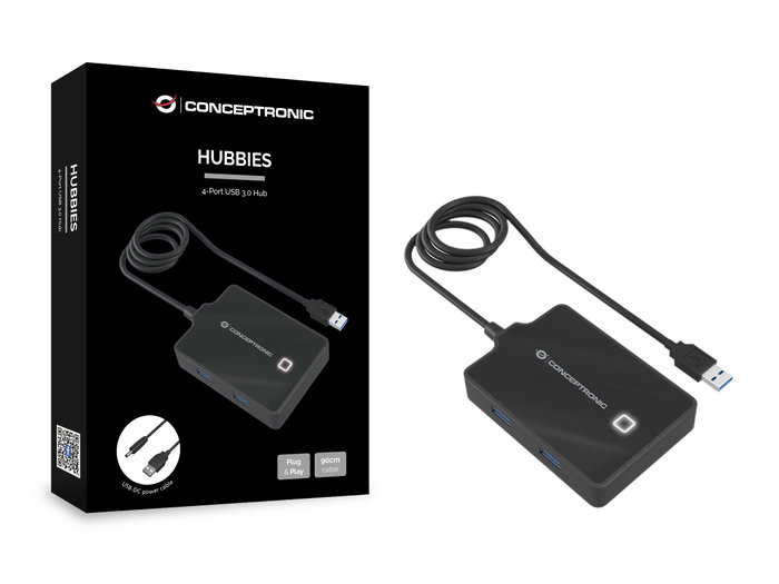Conceptronic HUBBIES11B Hub USB 3.0 de 4 Puertos Negro Conceptronic HUBBIES11B Hub USB 3.0 de 4 Puertos Negro