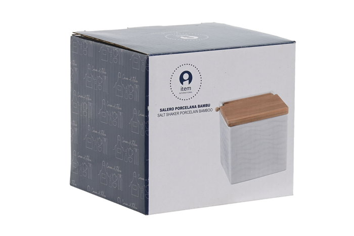 DKD Home Decor Salero de Porcelana y Bambú Blanco DKD Home Decor Salero de Porcelana y Bambú Blanco