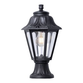 Fumagalli Farol de Pared Mikrolot/Anna - Sobremuro Negro con Cristal Transparente, IP55, Casquillo E27, Máx. 23W, Resina UV, Ø220 x 385 mm, Bombilla no Incluida