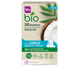 Taky Bandas Cera Facial Depilatorias Bio Coco con Coco Orgánico para Pieles Sensibles 20 uds