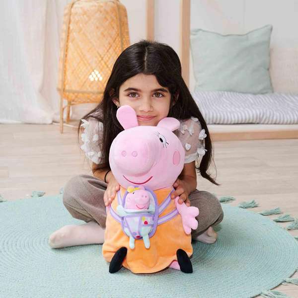 Smoby Peluche Mamá Pig con Evie de Peppa Pig, 33 cm, Poliéster, Juguete de Peluche