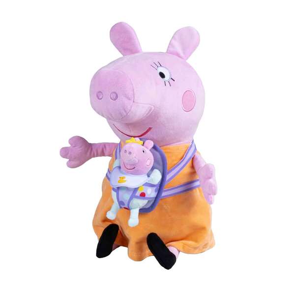 Smoby Peluche Mamá Pig con Evie de Peppa Pig, 33 cm, Poliéster, Juguete de Peluche