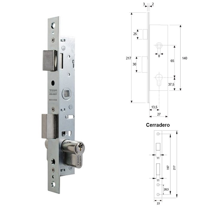 TESA Cerradura 2200-hz/15 para Puerta Metálica TESA Cerradura 2200-hz/15 para Puerta Metálica