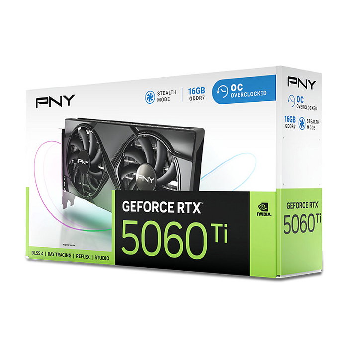 PNY Tarjeta Gráfica GeForce RTX 5060 Ti OC Dual Fan 16GB GDDR7 PCI Express x8 5.0