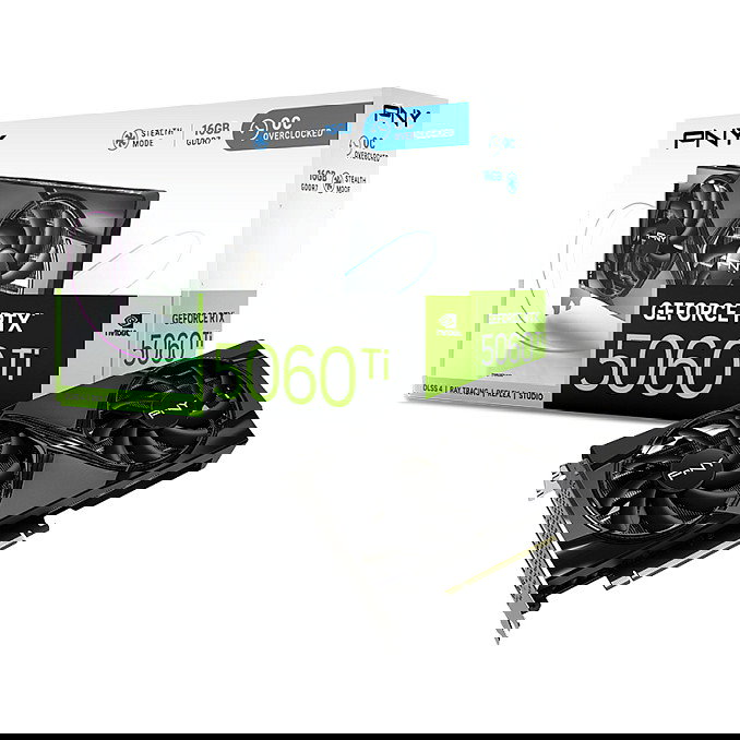 PNY Tarjeta Gráfica GeForce RTX 5060 Ti OC Dual Fan 16GB GDDR7 PCI Express x8 5.0