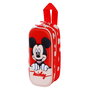 Disney Mickey Mouse Estuche Portatodo Escolar 3D Doble Compartimento con Cremallera Rojo 8 x 22 x 10 cm Capacidad 1,50 L Poliéster EVA