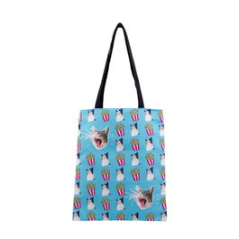 Oh My Pop Bolsa Tote Shopping Bag Angry Cat Turquesa para la Compra con Asas y Bolsillo Interior