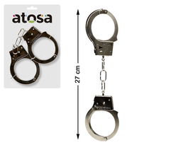 Esposas Metálicas de 27 cm para Disfraz de Policía o Preso, Accesorio para Carnaval y Fiestas Temáticas
