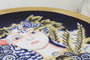 DKD Home Decor Centro de Mesa Porcelana Margot Multicolor y Azul 42x42x4 cm