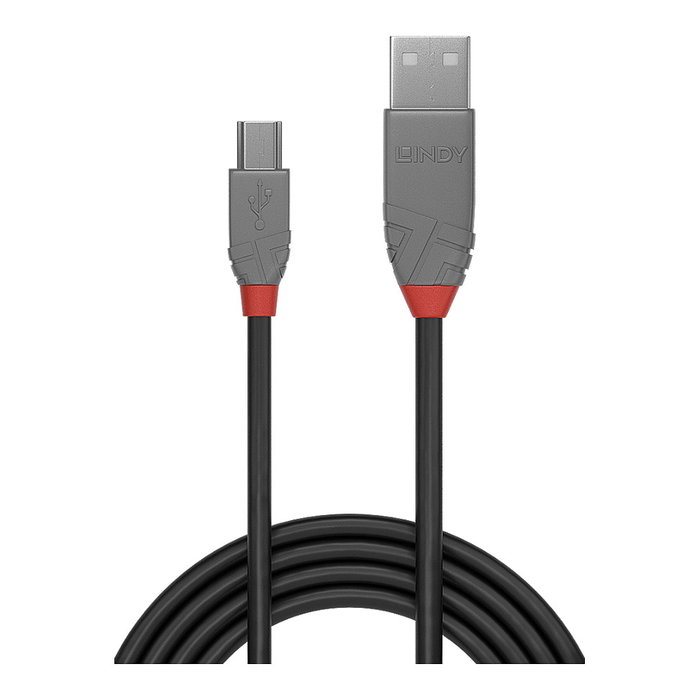 Lindy Cable USB 2.0 de tipo A a Mini-B, 0,2 m, Negro