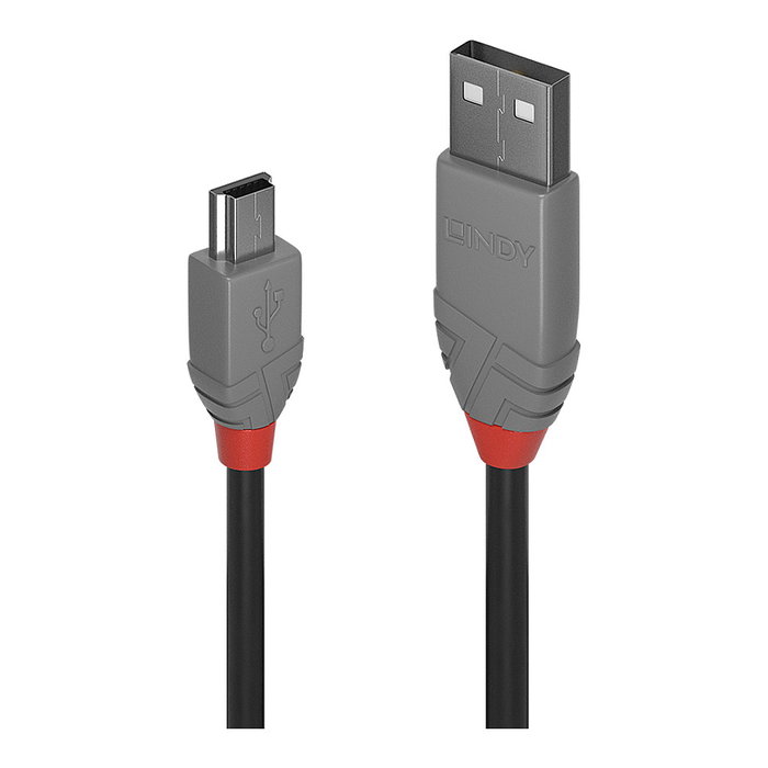 Lindy Cable USB 2.0 de tipo A a Mini-B, 0,2 m, Negro