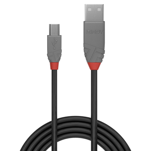 Lindy Cable USB 2.0 de tipo A a Mini-B, 0,2 m, Negro