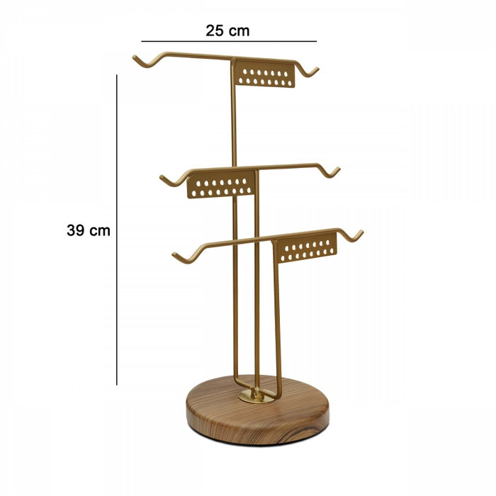 Aberto Design 241355 Organizador de Joyero de Metal y Madera Color Dorado 39x25 cm