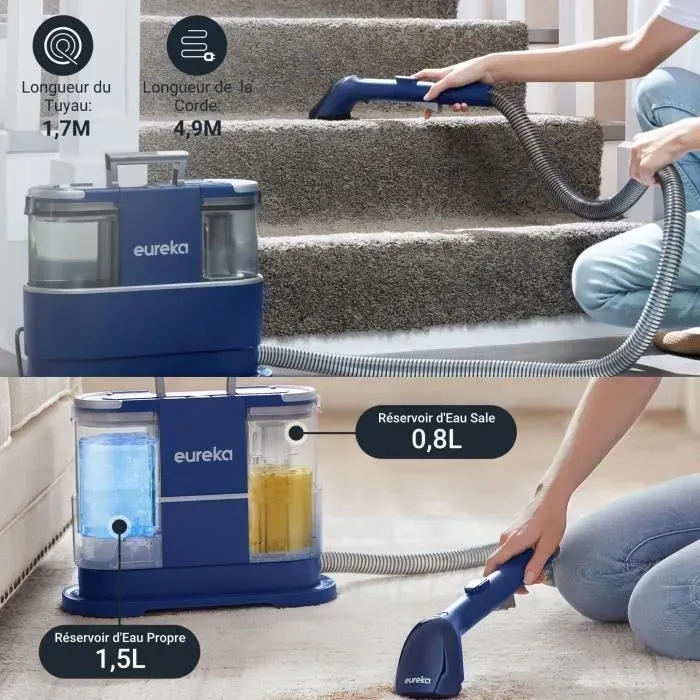 Eureka Limpiador/inyector de alfombras y sofás NEY100 12500 Pa - Resistente a manchas + Detergente gratis Eureka Limpiador/inyector de alfombras y sofás NEY100 12500 Pa - Resistente a manchas + Detergente gratis