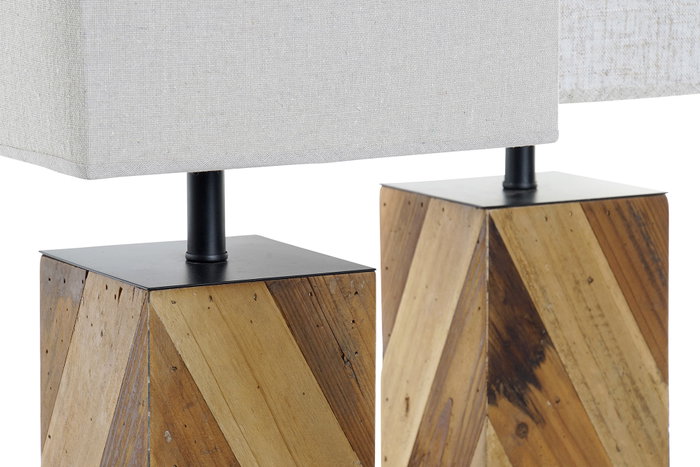 DKD Home Decor Lámpara de Sobremesa Abeto Lino 25x25x52 (Pack de 2) SURT.