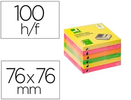 Q-connect Bloc de notas adhesivas quita y pon zig-zag 76x76 mm colores neon surtidos