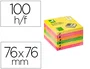 Q-connect Bloc de notas adhesivas quita y pon zig-zag 76x76 mm colores neon surtidos
