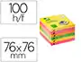 Q-connect Bloc de notas adhesivas quita y pon zig-zag 76x76 mm colores neon surtidos