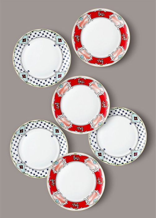 Hermia DNR0058 Juego de Platos de Servicio 6 Piezas Porcelana 27x27x2 cm