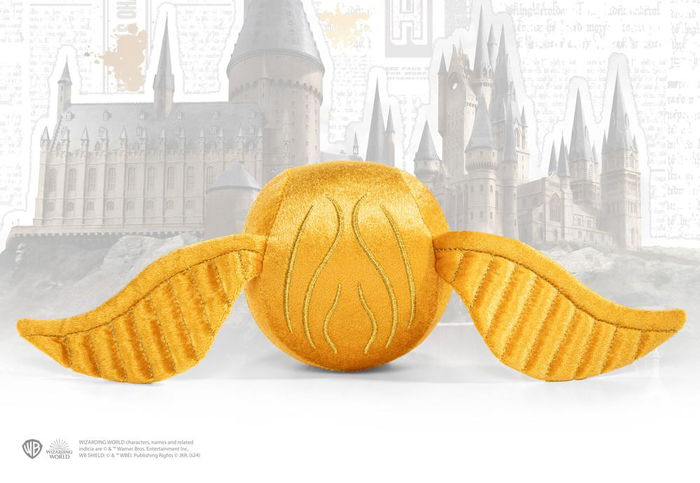 The Noble Collection Peluche Harry Potter - Snitch Dorada Extraíble de Felpa con Escudo de Hogwarts Bordado, Almohada Cojín 14''
