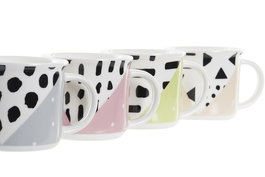 DKD Home Decor Taza Scandi Rosa Azul 9 x 8 x 12 cm 310ml Gres (12 Unidades)