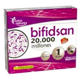 PINISAN Bifidsan 20.000 20Cap. Cápsulas Probióticas y Prebióticas 20.000 Millones de UFC, Vegano, Sin Gluten, Sin Lactosa