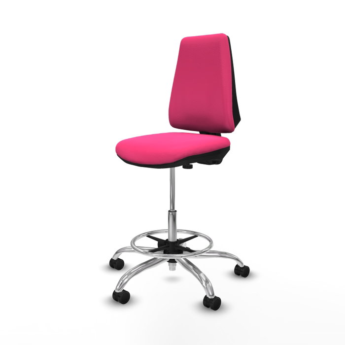 PIQUERAS Y CRESPO Taburete Elche CP rosa con base cromada
