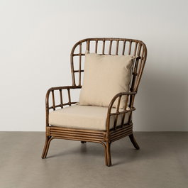 Sillón Marrón Ratán Decoración 82 X 78 X 108 cm