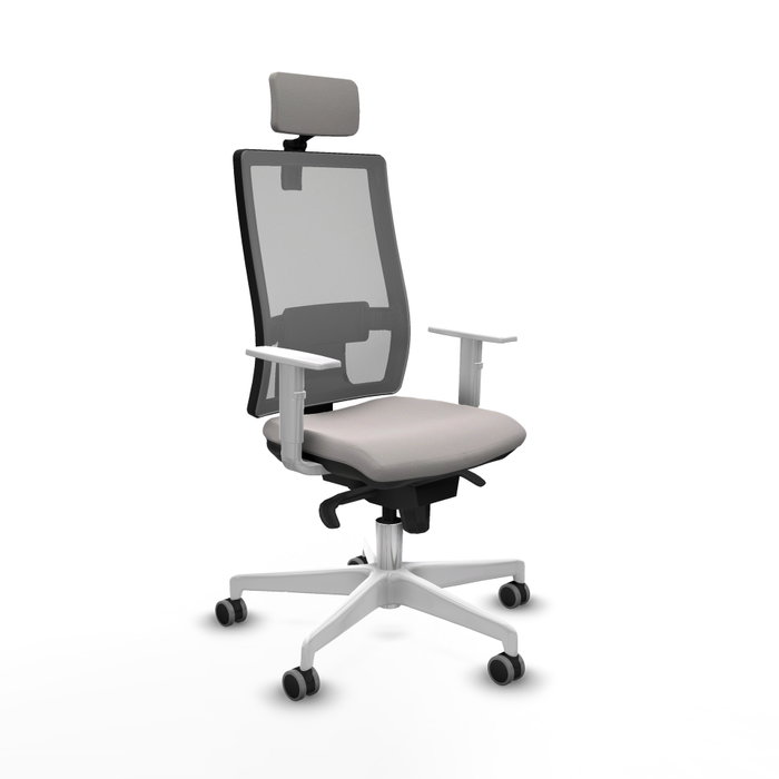 PIQUERAS Y CRESPO Silla de oficina Horna con mecanismo Sincro, Blanco y Gris PIQUERAS Y CRESPO Silla de oficina Horna con mecanismo Sincro, Blanco y Gris
