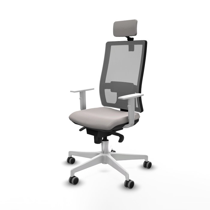 PIQUERAS Y CRESPO Silla de oficina Horna con mecanismo Sincro, Blanco y Gris PIQUERAS Y CRESPO Silla de oficina Horna con mecanismo Sincro, Blanco y Gris