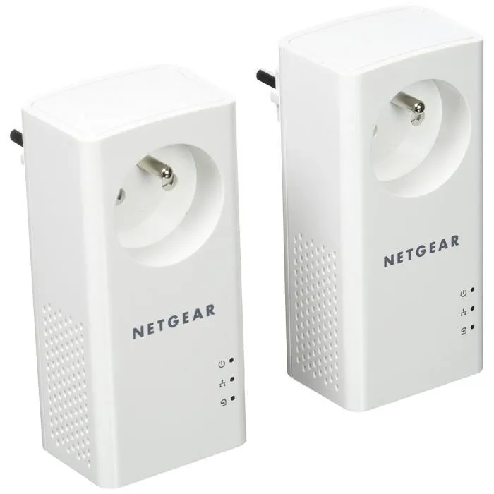 Netgear Paquete de 2 Adaptadores PLC Gigabit 1000 Mbps con Toma Integrada de Nueva Generación y 1 Puerto Ethernet
