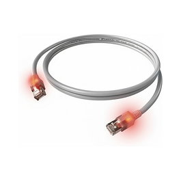 EasyLan DualBoot LED Patchkabel RJ45 S/FTP Cat.6A (Class EA), mit saCon Stecker, LSOH, grau, 10 m