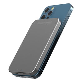 RealPower Powerbank PB-5000 MagSafe 5.000mAh, Cargador Inalámbrico 15W Gris, 1x USB-C, Batería Polímero Litio