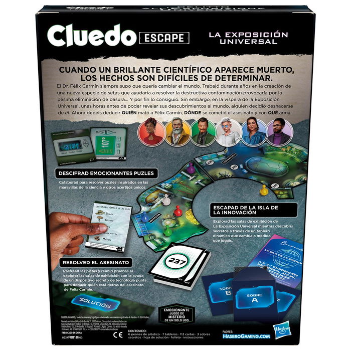 Hasbro Games Cluedo Escape Exposición Universal F8818 Juego de Mesa para Niños y Adultos