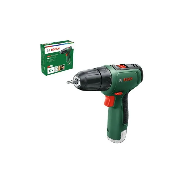 Bosch BOS4053423226096 Taladro Atornillador EasyDrill 1200 con 2 Baterías, 1 Cargador y Estuche con Puntas
