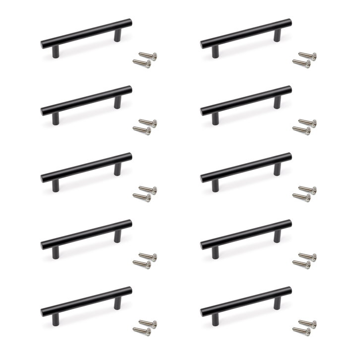 Emuca Lote de 10 tiradores para mueble Orlando, L136mm, intereje 96mm, Acero, Pintado negro Emuca Lote de 10 tiradores para mueble Orlando, L136mm, intereje 96mm, Acero, Pintado negro