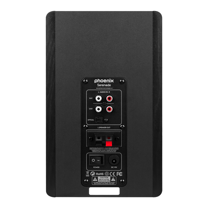 Phoenix Altavoces de Estudio para PC Phoenix Serenade 60W Estéreo 2.0 con Bluetooth 5.0, Conexiones RCA/USB/Óptica, Control Remoto, Construcción Madera