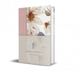 ORIGEN, La Biblia Católica: Edición letra grande - Tapa dura, Tela rosada con flores