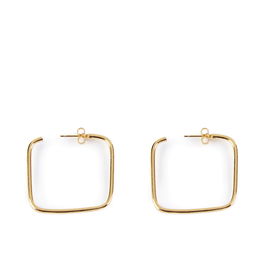 Shabama Pendientes Moore Cuadrados Oro Brillo - Pendientes de Acero para Mujer, Minimalistas, Cuadrado Delgado 3 x 3 cm, Par
