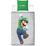 Mario Bros Juego de Cama Reversible Mario y Luigi Microfibra Funda Nórdica 140x200 cm Funda Almohada 63x63 cm