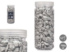 Giftdecor Bote de Piedra Metalizada 700 g Plata, Piedras 10-20 mm, 6.5x15.8x6.5 cm (Set de 12)